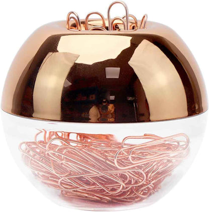 NatSumeBasics Rose Gold Paper Clip Holder Dispenser & 100 Paper Clips