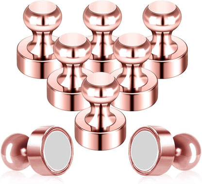 Pack of 8 Rose Gold Pink Push Pins Ideal Whiteboard Refrigerator Magnets - Adult Small Strong Magnets for Kitchen Classroom Office