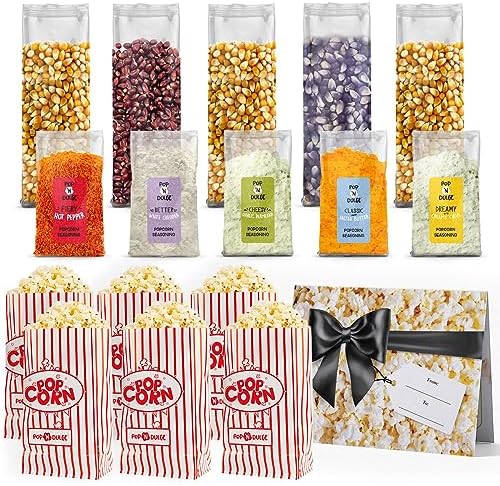 Pop n' Dulge Popcorn Movie Night Supplies 16 pcs Gift Set, 5 Gourmet