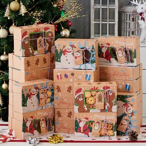 JOYIN 24 PCS Christmas Cookie Gift Baking Box 8.75" x 5.75" x 2.75”