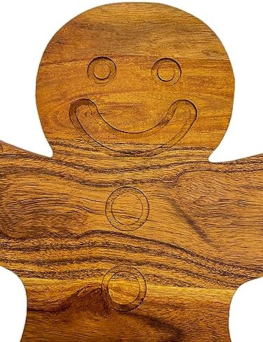 Wood Cutting Board for Kitchen Christmas Gingerbread Shaped Wooden
