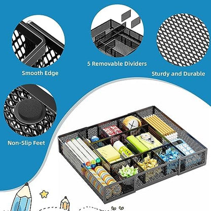 Marbrasse Expandable Desk Drawer Organizer, Mesh Drawer Organizer Tray