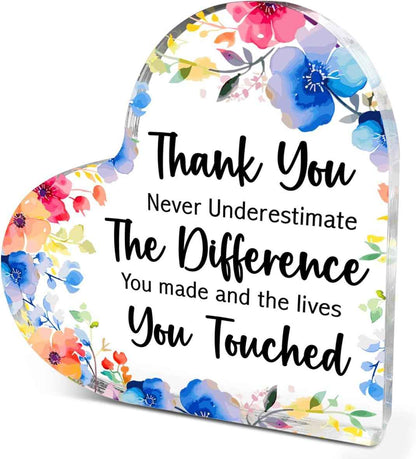 Thank You Gifts for Coworkers,Never Underestimate The Difference You Made | Appreciation Gifts for Women Coworkers Employees Teachers Mentors Colleagues Farewell Retirement Gift,Acrylic Heart Plaque