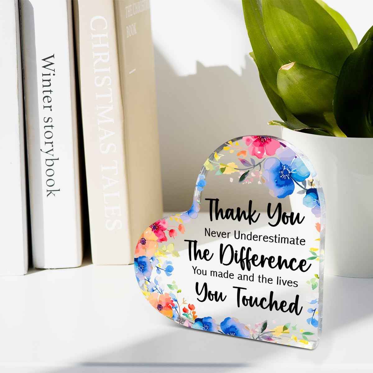 Thank You Gifts for Coworkers,Never Underestimate The Difference You Made | Appreciation Gifts for Women Coworkers Employees Teachers Mentors Colleagues Farewell Retirement Gift,Acrylic Heart Plaque