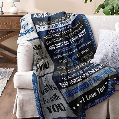 Quilazy Son Gifts from Mom Dad, Gifts for Son Blanket, Valentines