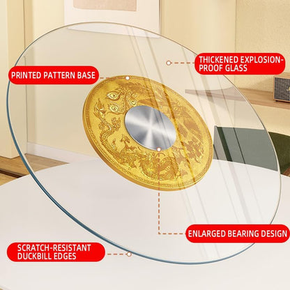 31" Glass Lazy Susan Turntable for Dining Table - Large Round Clear
