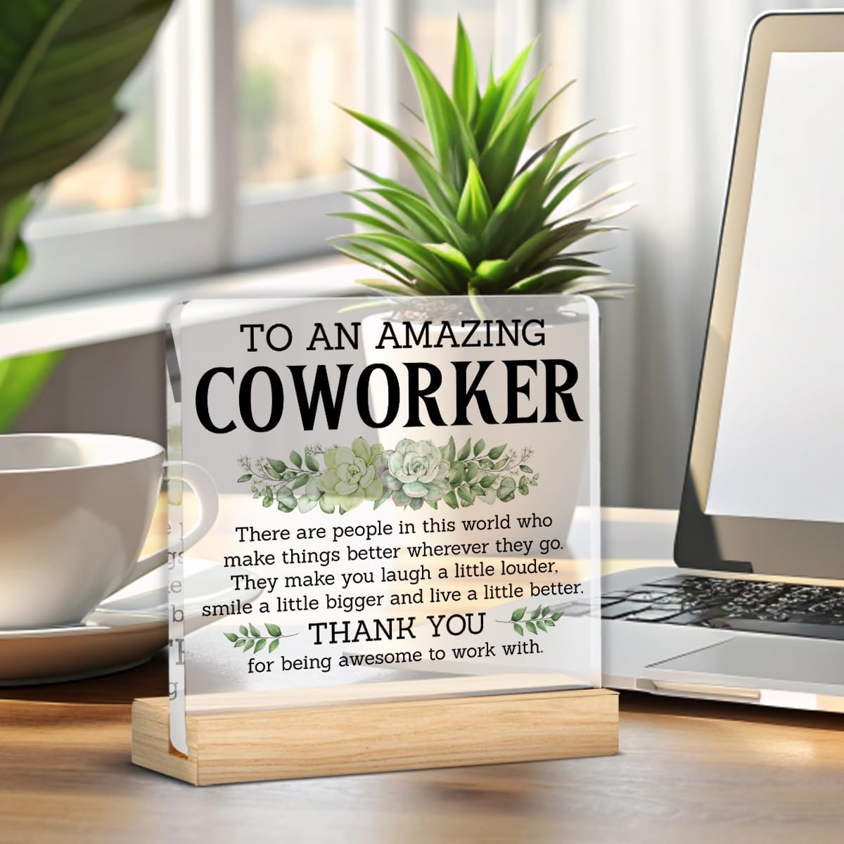 Thank You Gifts for Coworkers, Coworkers Appreciation Gifts for Women Men, Amazing Coworker Acrylic Desk Sign Decor