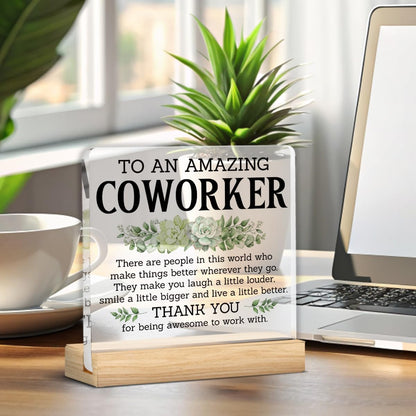 Thank You Gifts for Coworkers, Coworkers Appreciation Gifts for Women Men, Amazing Coworker Acrylic Desk Sign Decor