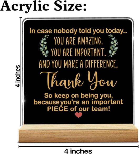 Thank You Gifts for Women Men Coworkers, Employee Appreciation Gifts, Best Team Ever Gift for Colleagues Staff, Inspirational Office Acrylic Sign Desk Decor Black