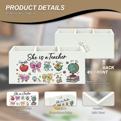 Teacher Pen Pencil Holder, Teacher Appreciation Gifts Desk Organizer