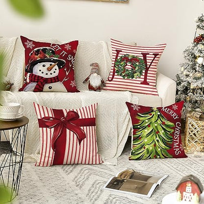 AVOIN colorlife Merry Christmas Let It Snow Joy Stripes Gift Box Red