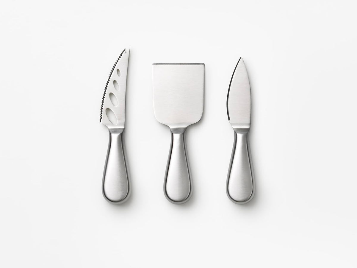 Printworks The Essentials Cheese Tools - 3-Piece Stainless Steel Knife Set | For Hard, Soft & Crumbly Cheese, Book-Style Case, Compact Charcuterie Size