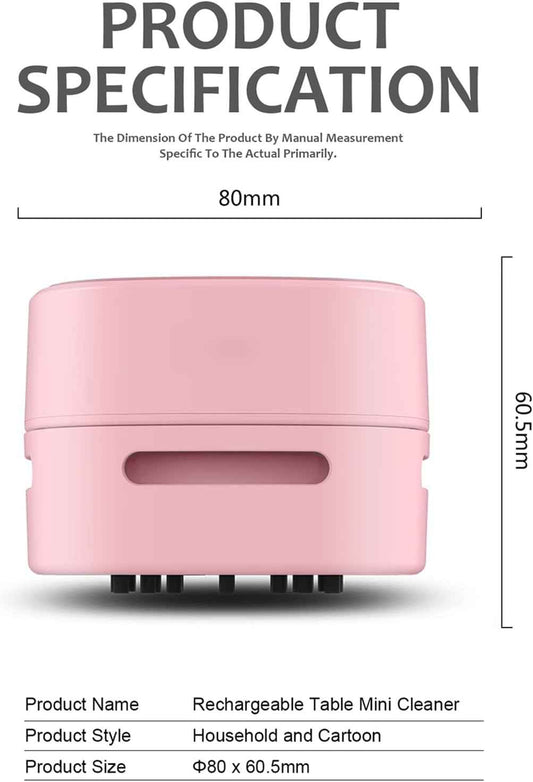 ODISTAR Mini Desktop Vacuum Cleaner for Table Dust (Pink AA Battery)