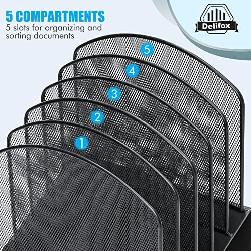 Delifox Inclined File Organizer for Desk, 5-Section Vertical File