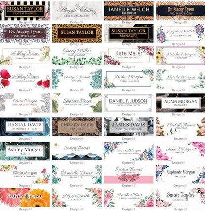 Floral Acrylic Desk Name Plate | Custom Office Sign
