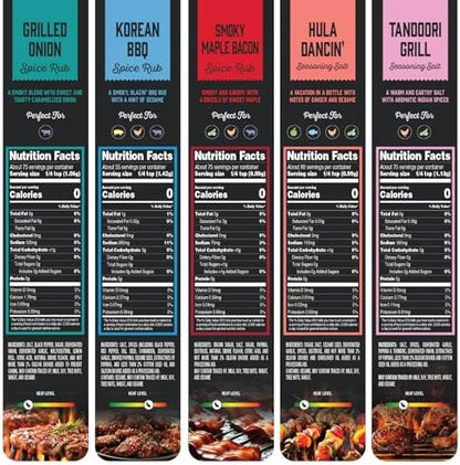 BBQ Grilling Rubs & Grill Seasonings Gift Set, 5 Gourmet Smoking Spice