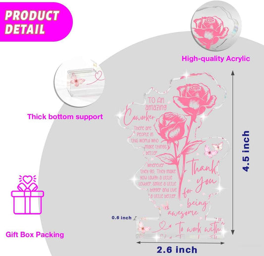 Best Thank You Gifts for Women Female Coworker Acrylic Gift Ideas, Coworkers Appreciation Gifts for Women Men, Amazing Coworker Acrylic Desk Sign Decor