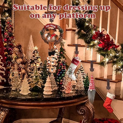 4 PCS Christmas Stocking Holders, Snowflake Stocking Holders for
