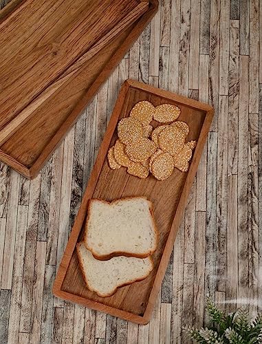 NIRMAN Acacia Wood Rectangular Wooden Platters for Home Decor, Food