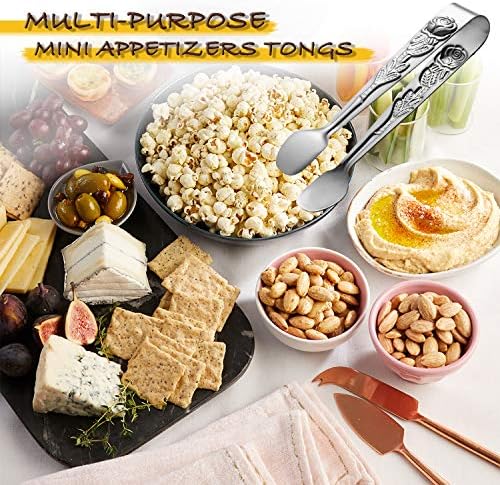 HINMAY 6PCS Mini Serving Tongs 4-Inch Small Rose Sugar Cube Tongs