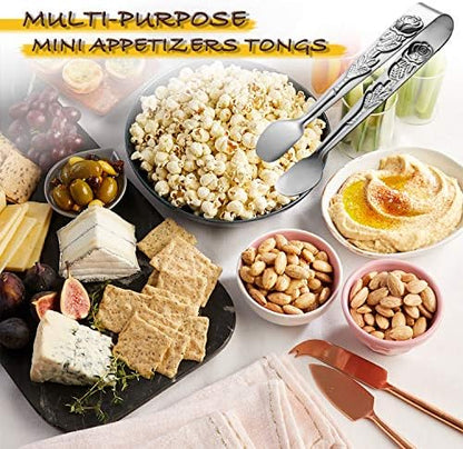 HINMAY 6PCS Mini Serving Tongs 4-Inch Small Rose Sugar Cube Tongs