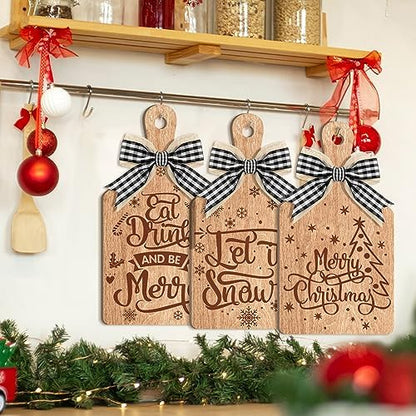 Umigy 3 Pcs Merry Christmas Decorative Wood Cutting Board Let It Snow