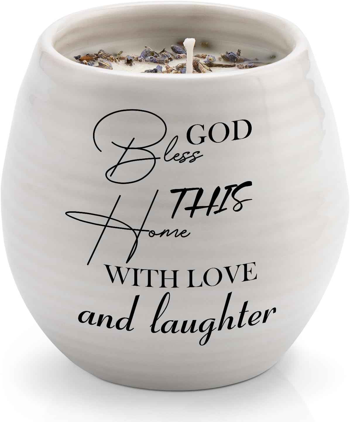 House Warming Gift, New Home Essential Lavender Candle 10oz | Housewarming Gifts, New Apartment New Home Gift Ideas for Women Men Homeowner Friend Neighbor, White Handmade Ceramic Candle