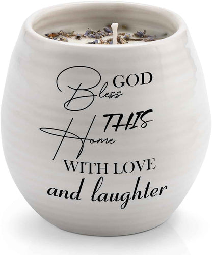 House Warming Gift, New Home Essential Lavender Candle 10oz | Housewarming Gifts, New Apartment New Home Gift Ideas for Women Men Homeowner Friend Neighbor, White Handmade Ceramic Candle