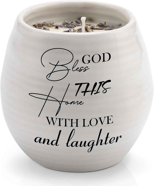 House Warming Gift, New Home Essential Lavender Candle 10oz | Housewarming Gifts, New Apartment New Home Gift Ideas for Women Men Homeowner Friend Neighbor, White Handmade Ceramic Candle