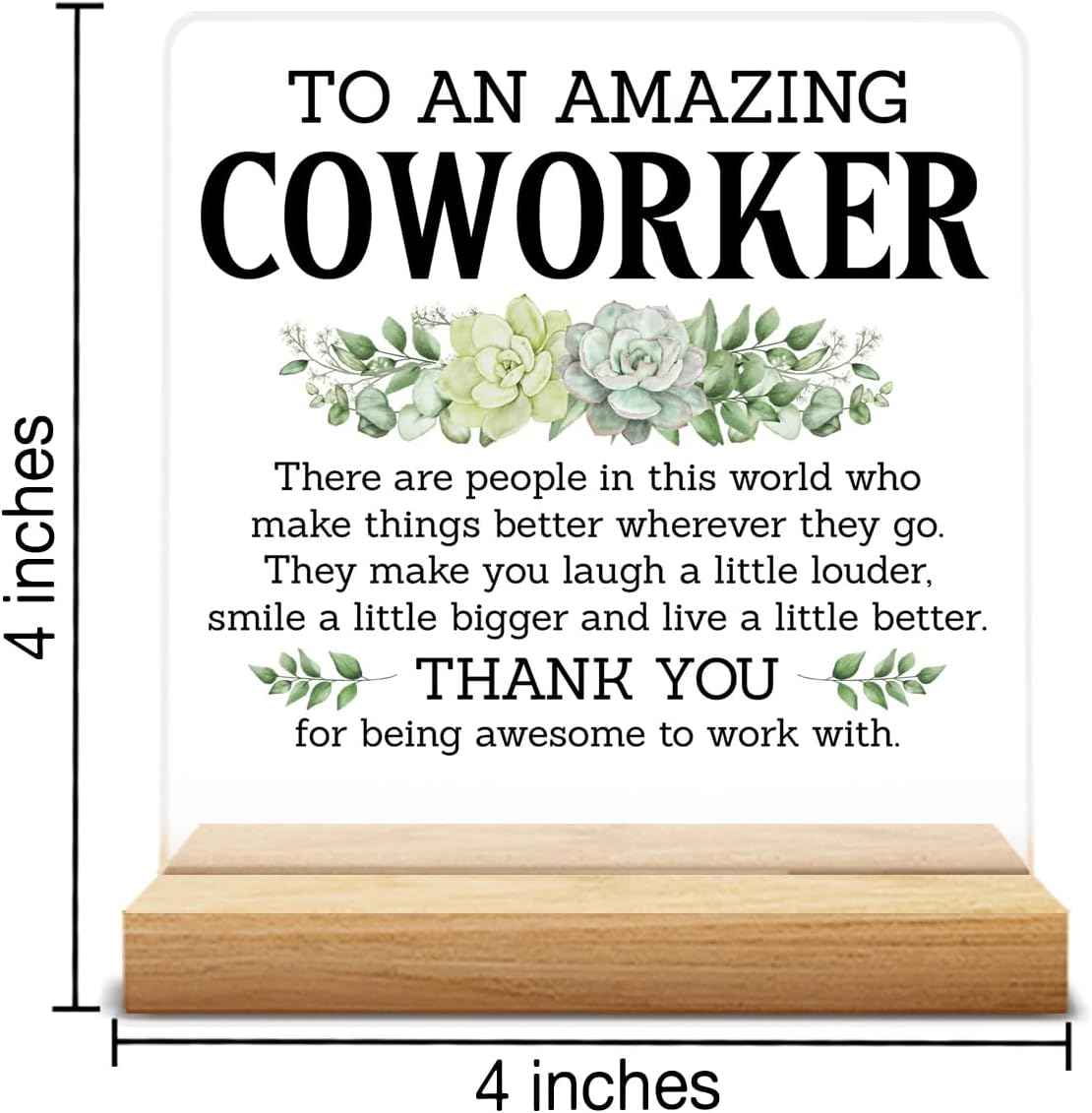 Thank You Gifts for Coworkers, Coworkers Appreciation Gifts for Women Men, Amazing Coworker Acrylic Desk Sign Decor