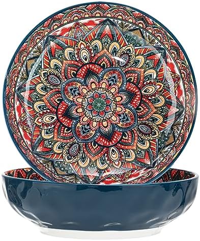 Boho Large Serving Bowls, 10.2 Inch Fruit Salad Bowls, Decorative