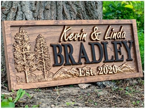 Custom Cabin Mountain Decor, Personalized Wood Last Name Sign, Wedding