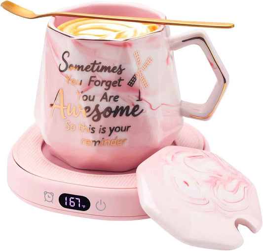 Coffee Mug Warmer Set Smart Electric Heated Cup Beverage Tea Candle Plate