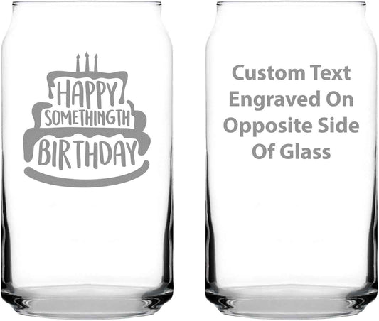 Custom Somethingth Birthday Can Pint Glass for Personalized Bday Gifts | Bevvee Customizable personalized gift ideas for men & women getting older with a sense of humor - Made.