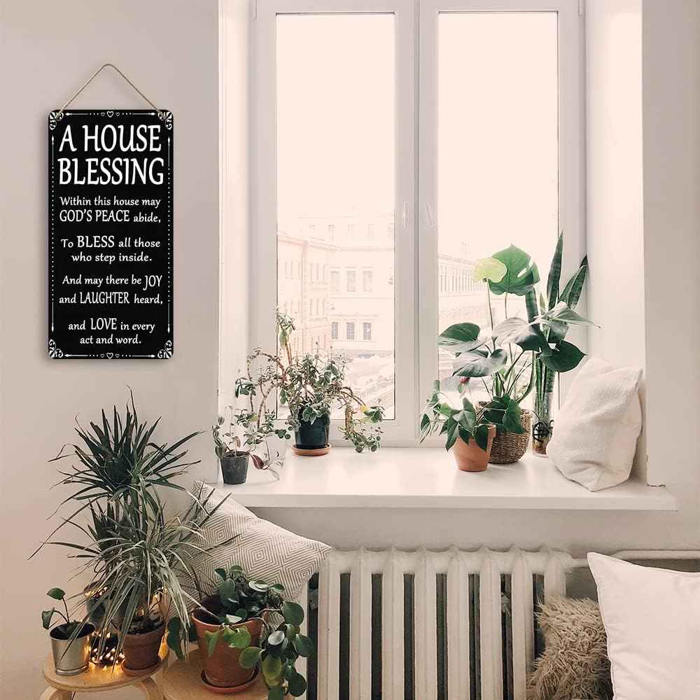 House Warming Gifts New Home For Women God Bless Our Home Sign Christian This House Wall Decor Hanging Pantry Sign Blessing Plaque Housewarming Gift Welcome To The Family Door Signs 6x12 Inch