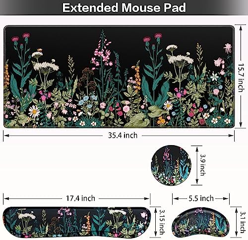 Desk Mat, Large Gaming Mouse Pad with Wrist Rest, 4in1 XXL Mousepad
