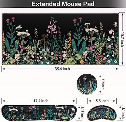 Desk Mat, Large Gaming Mouse Pad with Wrist Rest, 4in1 XXL Mousepad