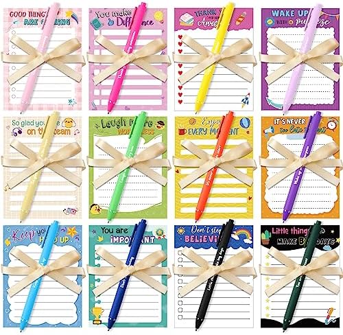 Yeaqee 12 Set Motivational Sticky Notes with Pens, Coworker Gifts