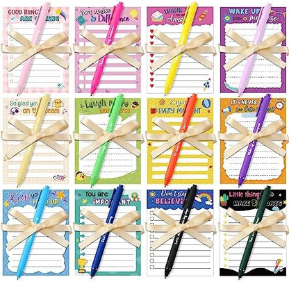 Yeaqee 12 Set Motivational Sticky Notes with Pens, Coworker Gifts