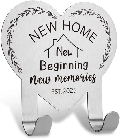FOUGSTA New Home Gift for Couple, House Warming Gifts for Women, New House Gift for Wife, Stainless Steel Key Holder Hooks with Inspirational Quotes,3.14 * 3.14inch,XCX1