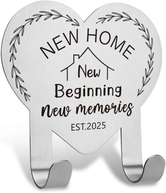 FOUGSTA New Home Gift for Couple, House Warming Gifts for Women, New House Gift for Wife, Stainless Steel Key Holder Hooks with Inspirational Quotes,3.14 * 3.14inch,XCX1