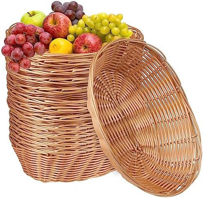 12 Pack Oval Poly Wicker Basket, 10.6x7.9x2.4 Inch Poly Wicker Bread