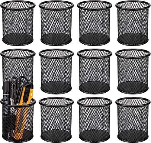 Nicunom 12 Pack Metal Pen Holder Wire Mesh Pen Cup Pencil Holder