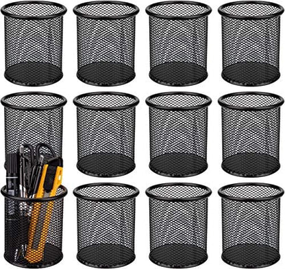 Nicunom 12 Pack Metal Pen Holder Wire Mesh Pen Cup Pencil Holder