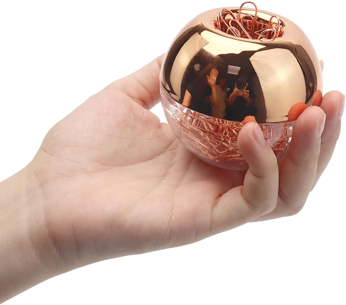 NatSumeBasics Rose Gold Paper Clip Holder Dispenser & 100 Paper Clips