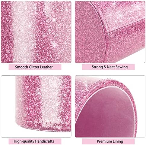 Glitter Pen Holder for Desk, Cute Pencil Cup Pink for Women Girls