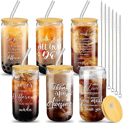 6 Set Employee Appreciation Gifts Bulk Glass Cups, Exquisite