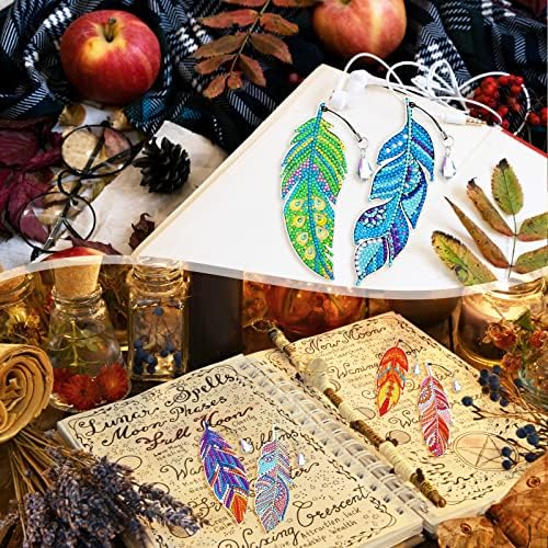 Tinlade 8 Pcs Feather Diamond Painting Bookmarks Kits for Adults Women