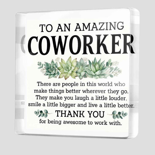 Thank You Gifts for Coworkers, Coworkers Appreciation Gifts for Women Men | To An Amazing Coworker Acrylic Plaque Desk Decorative Signs for Home Office Desktop Shelf Cubicle