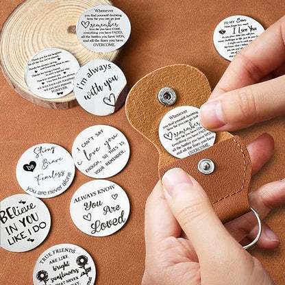OUMILAN Pocket Hug Token Inspirational Keychain for Men Women